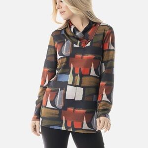 NWT Pure Essence Women’s Enchanted Frosted Glass Button V-Neck Knit Top M